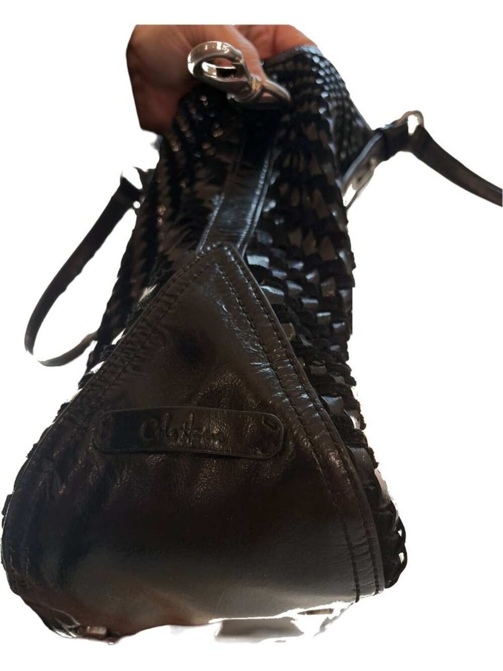 Cole Haan Black Woven Leather Hobo Shoulder Bag - Picture 4 of 4